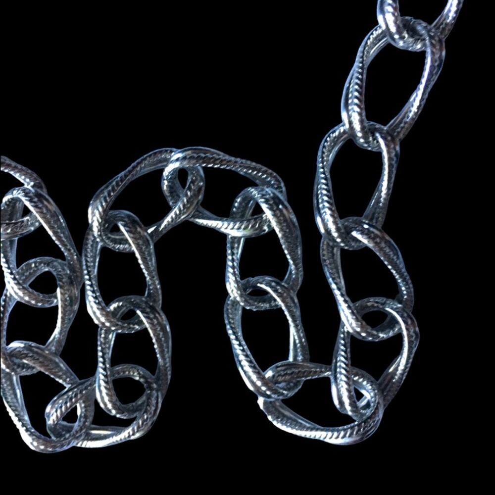 Vintage silver tone twisted double link cable chain necklace